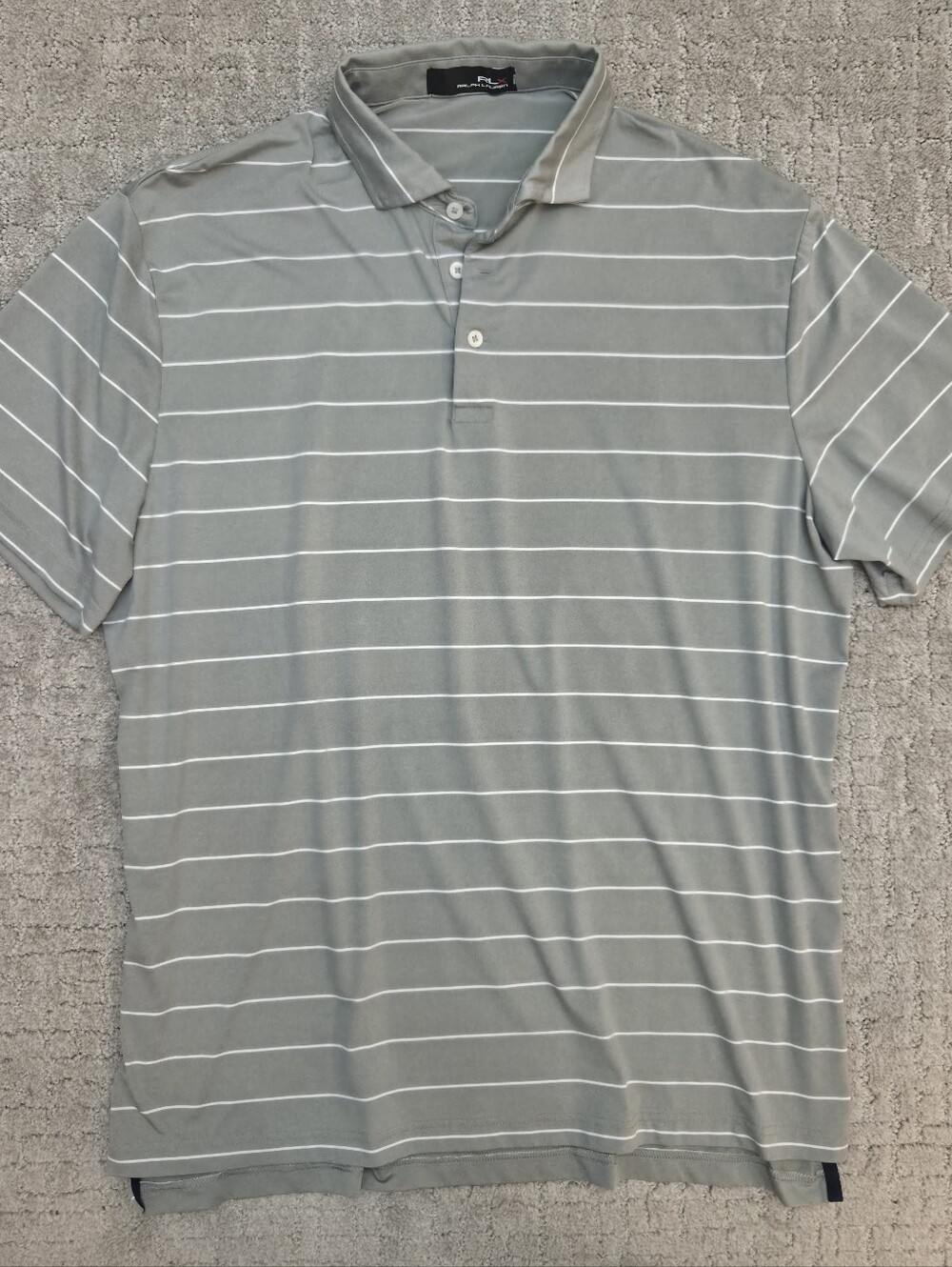 RLX Ralph Lauren Men's Grey Striped Polo Shirt